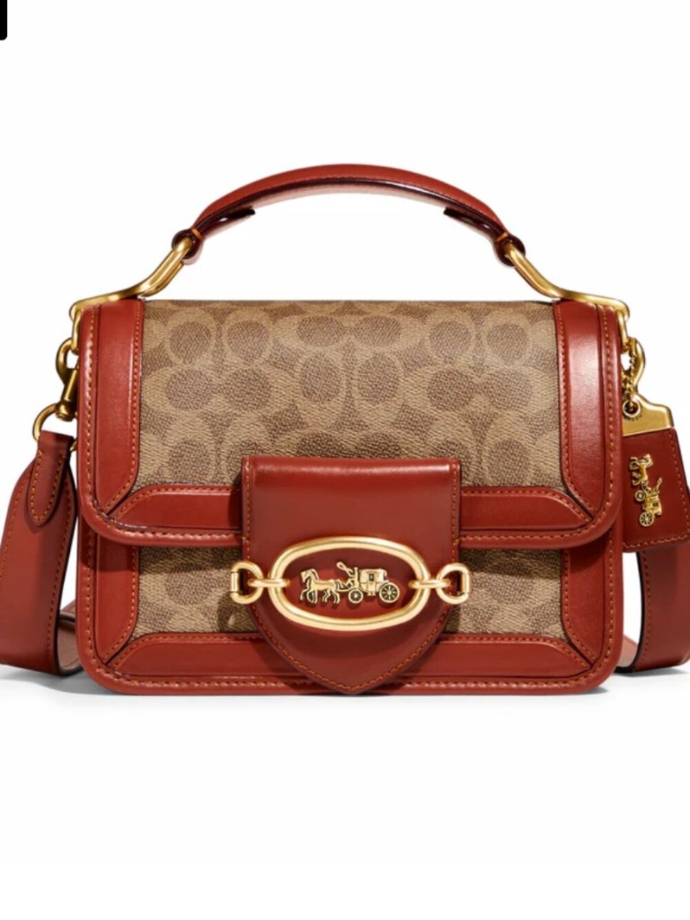 Authentic Coach Hero satchel bag canevas and leather rust color